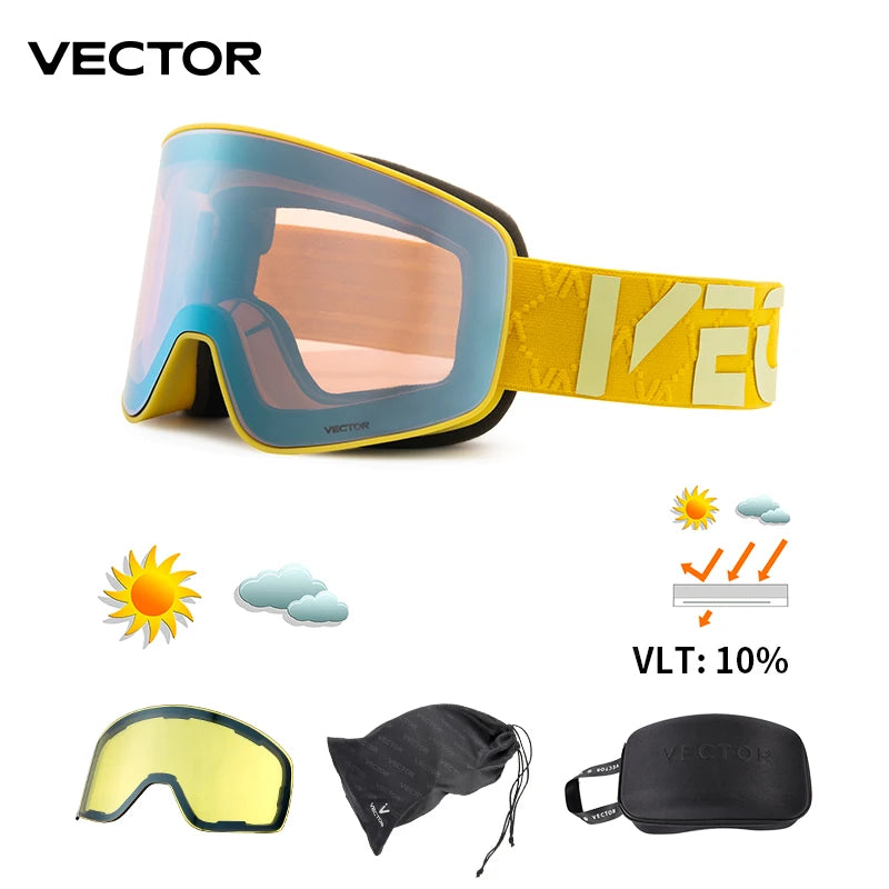 HookUpCo. Double Layer Anti-Fog Ski Goggles with UV400 Protection