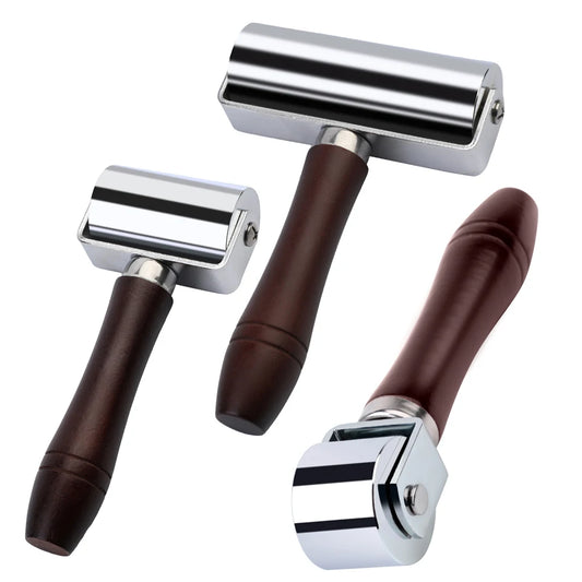 HookUpCo. Leather Edge Roller Tool with Wooden Handle