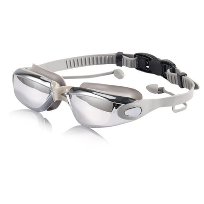 Swimming Goggles Adults Swim Glasses with Earplug Men Women Anti-fog Waterproof Swim Eyewear Pool Diving Training Race Glasses