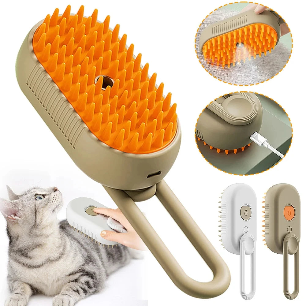 Steam Brush Pet Grooming Tool with Vaporizer and Massage