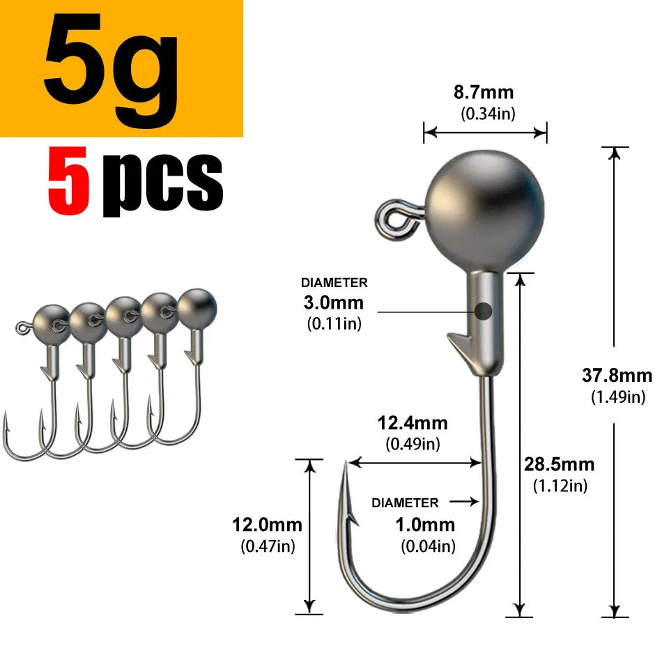 Versatile Jig Head Hooks for Fishing - Multiple Sizes Available
