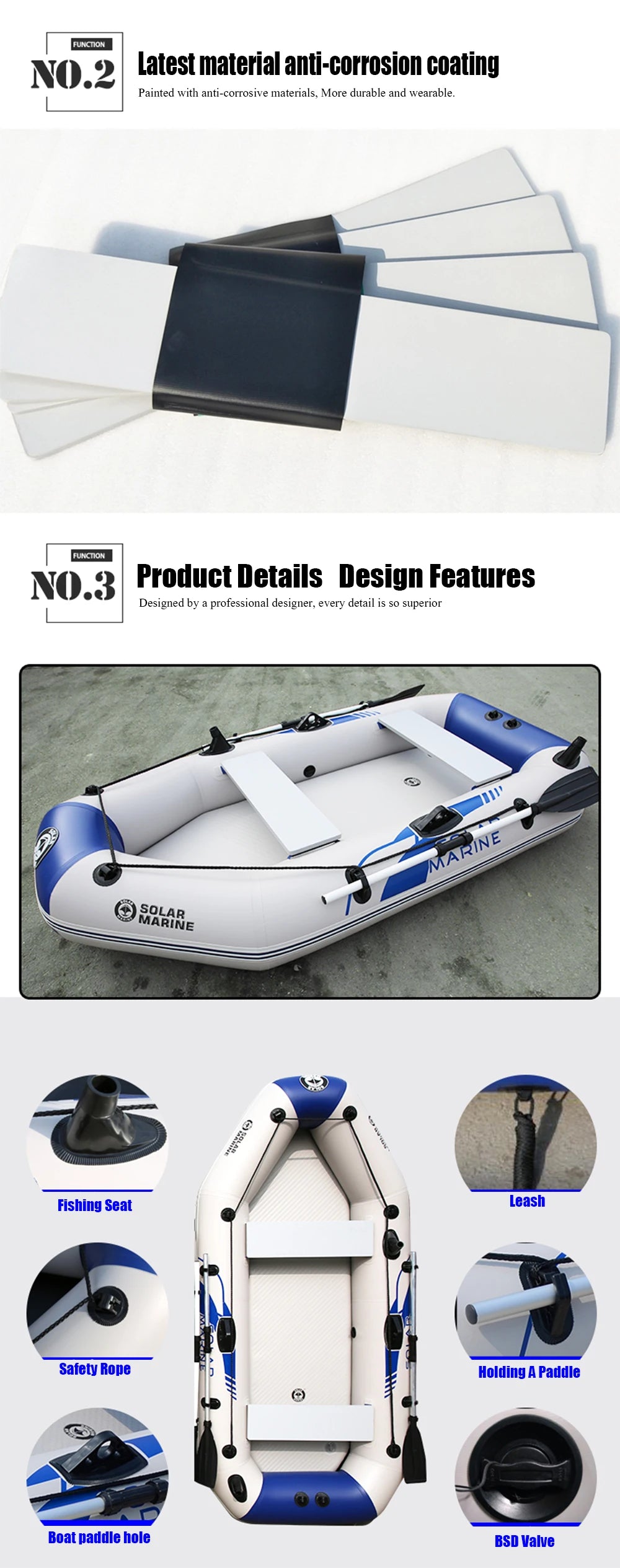 Inflatable Fishing Boats, Slats Bottom PVC 1-7 ppl. Outdoor Water Fun 1.75-3.3m