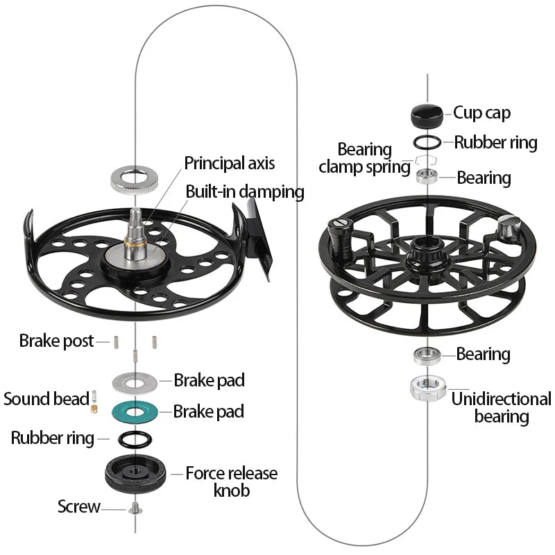 HookUpCo. Large Arbor Fly Fishing Reel, CNC Metal - HookUpCo.