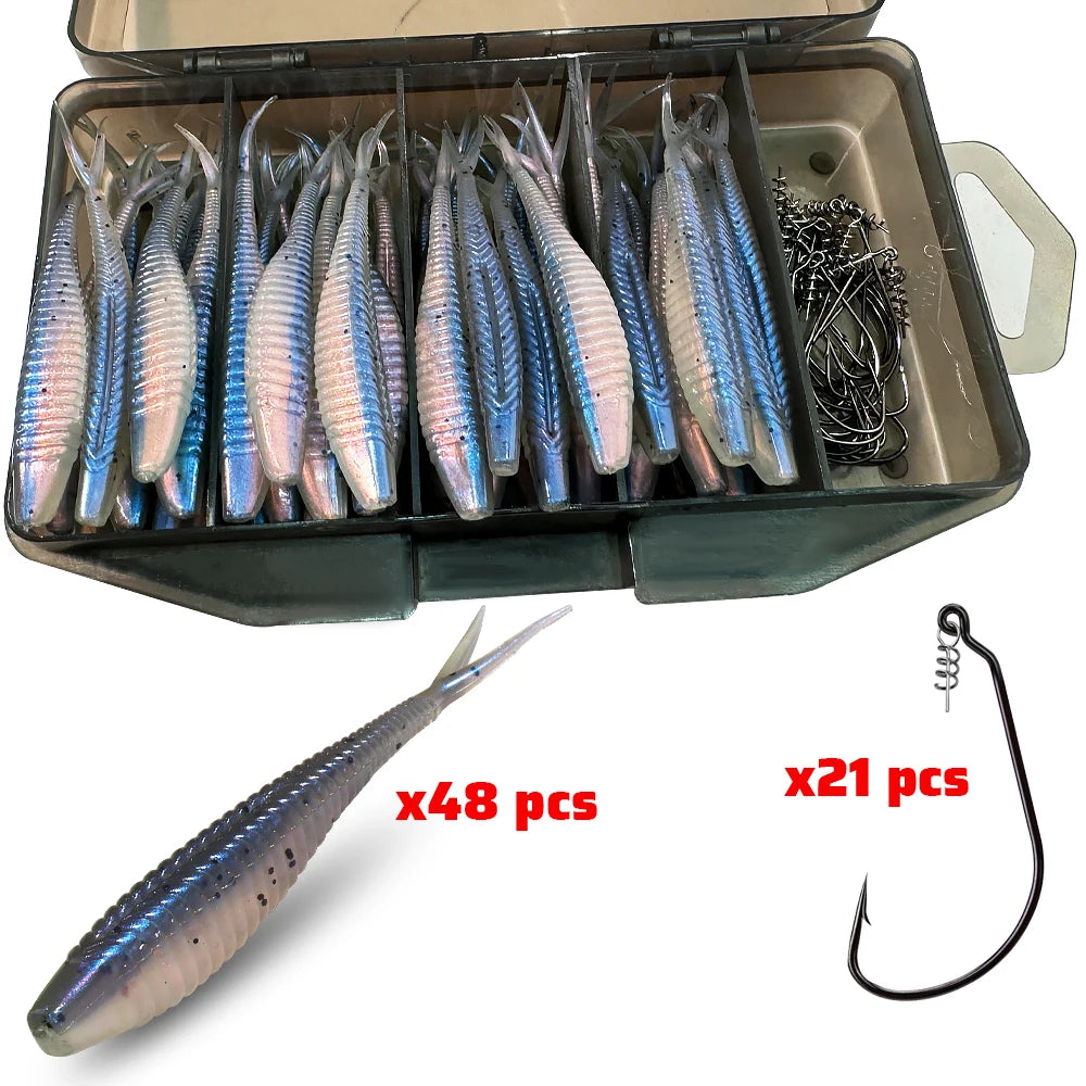 HookUpCo. 70-Piece Soft Lure Set - HookUpCo.