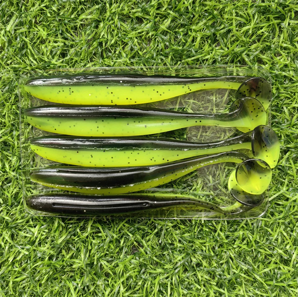 HookUpCo. 5pcs Silicone T-Tail Fishing Lures - HookUpCo.