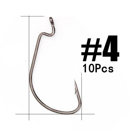HookUpCo. 10-Piece Offset Worm Fishing Hooks - HookUpCo.