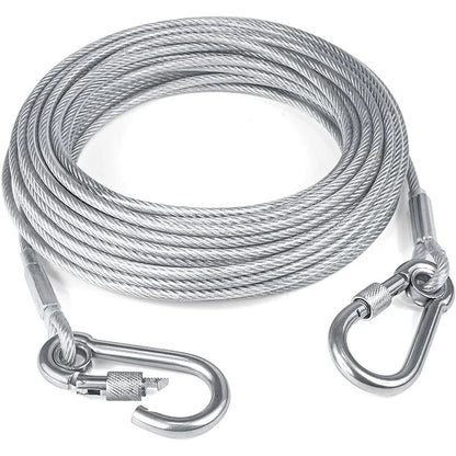 Double-Headed Dog Tie Out Cable Leash with Metal Buckle