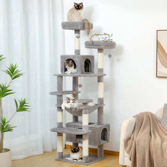 HookUpCo. Large Cat Tree with Hammock and Scratching Posts