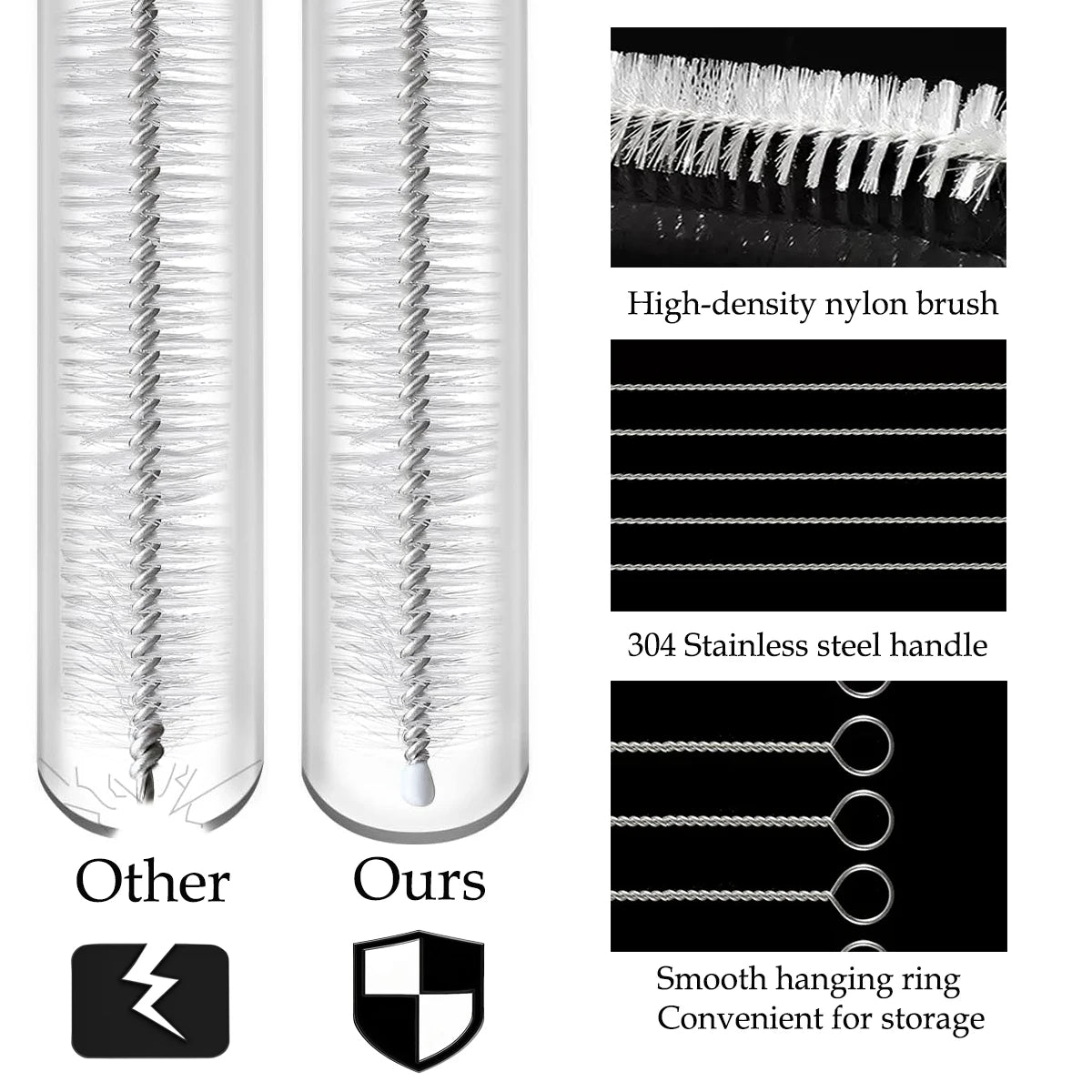 HookUpCo. Extra Long Straw Cleaner Brush Kit