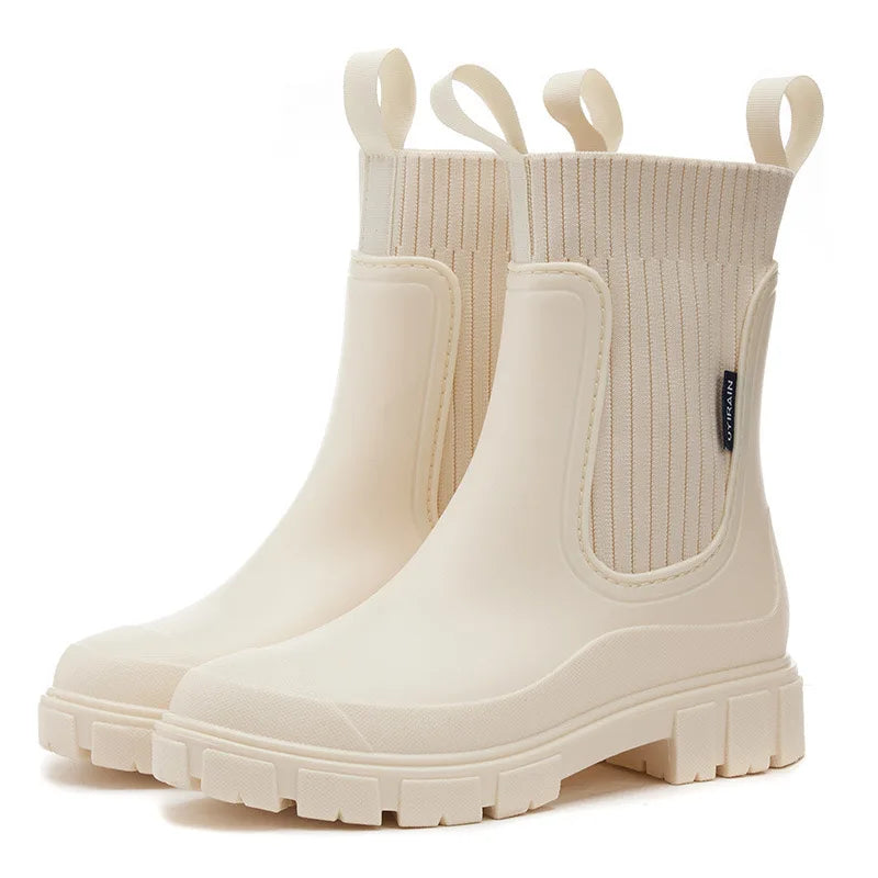 HookUpCo. Waterproof Mid Calf Rain Boots for Women