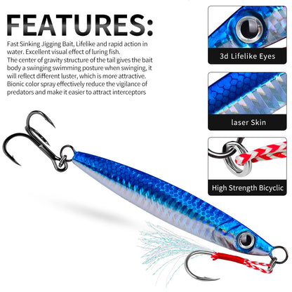 Durable Bionic Metal Jig for Realistic Sea Fishing Action