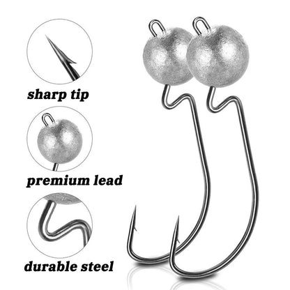 HookUpCo. Sharp Barbed Jig Head Fishing Hooks - HookUpCo.