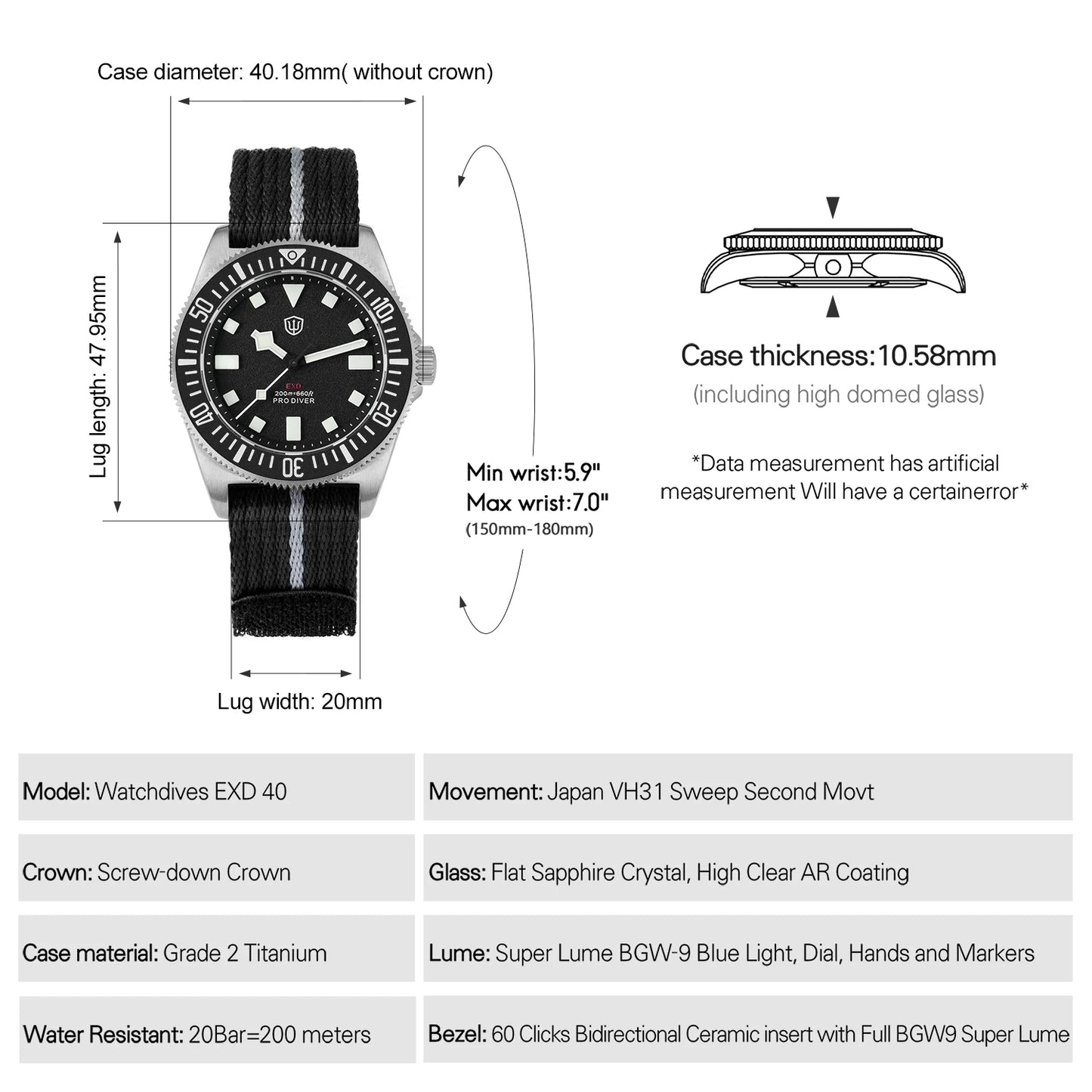 HookUpCo. Titanium Dive Watch 200M