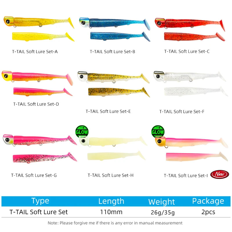 HookUpCo. 110mm Long Casting Soft Lure Set