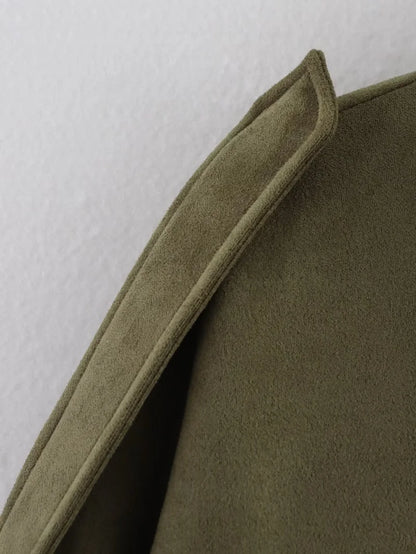 Spring Women's Suede Lapel Bomber Jacket by HookUpCo.