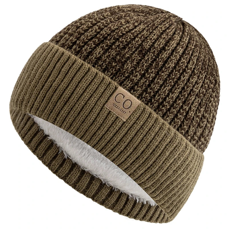 Two-Tone Fur Lined Winter Beanie Hat
