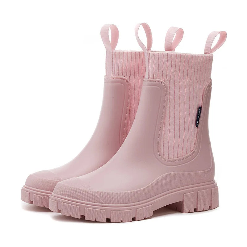 HookUpCo. Waterproof Mid Calf Rain Boots for Women
