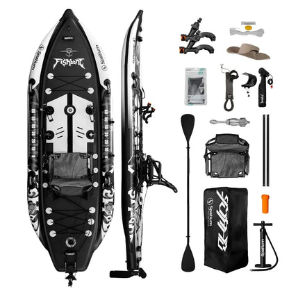 SUP Kayak Hybrid -Inflatable Pedal or Electric Drive Fishing Hybrid w/Seat