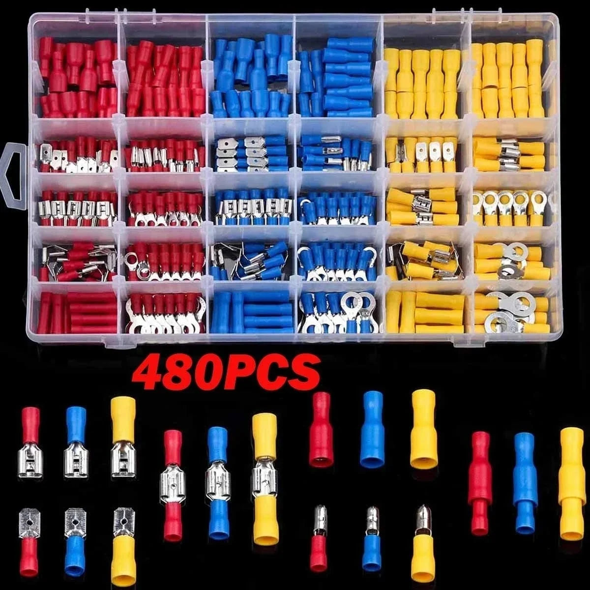 HookUpCo. 480PCS Insulated Wire Connector Kit with Terminals