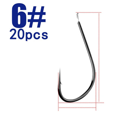 HookUpCo. 20-Pack Black Carp Fishing Hooks - HookUpCo.