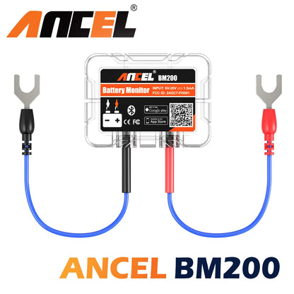 Ancel BM200 battery monitor with cables on a white background