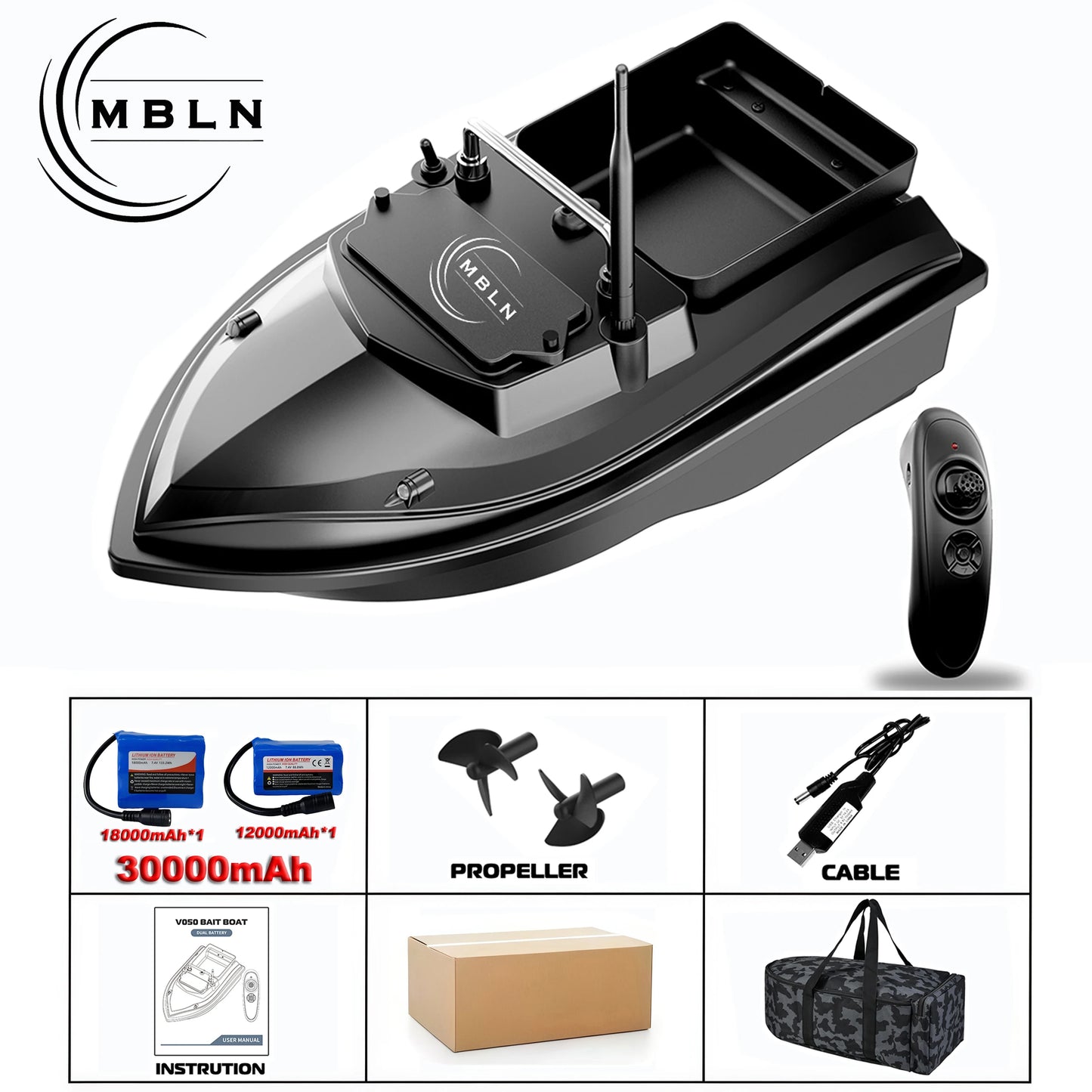 Remote Control Bait Boat with 2kg Capacity