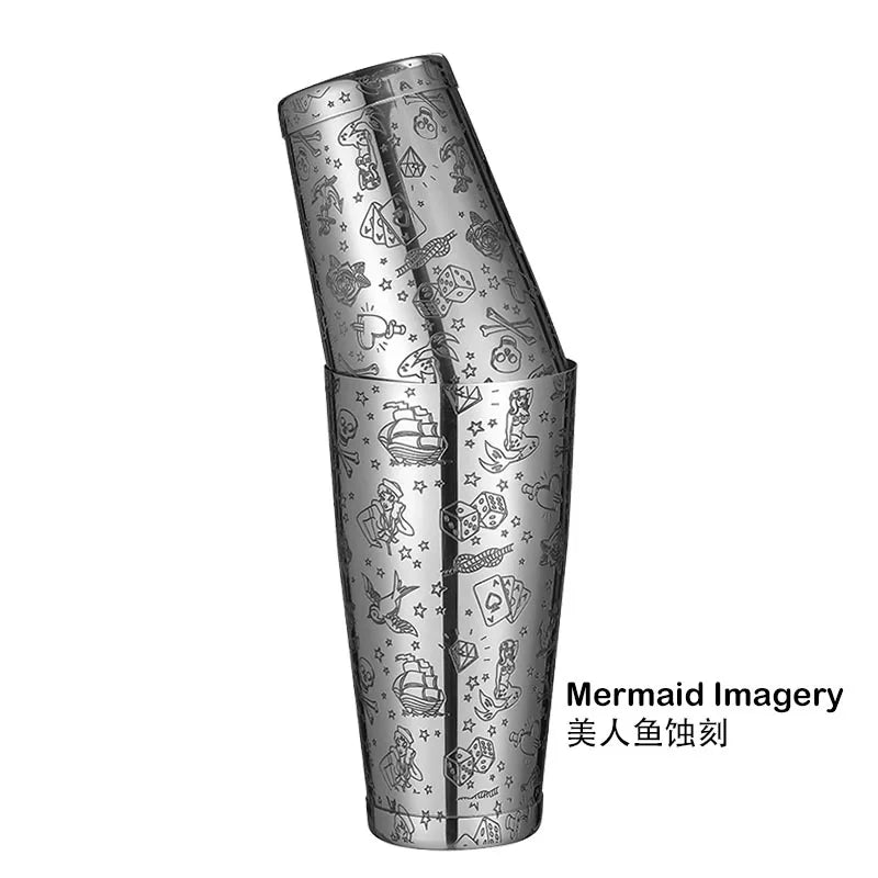 HookUpCo. Etched Pattern Cocktail Shaker Set