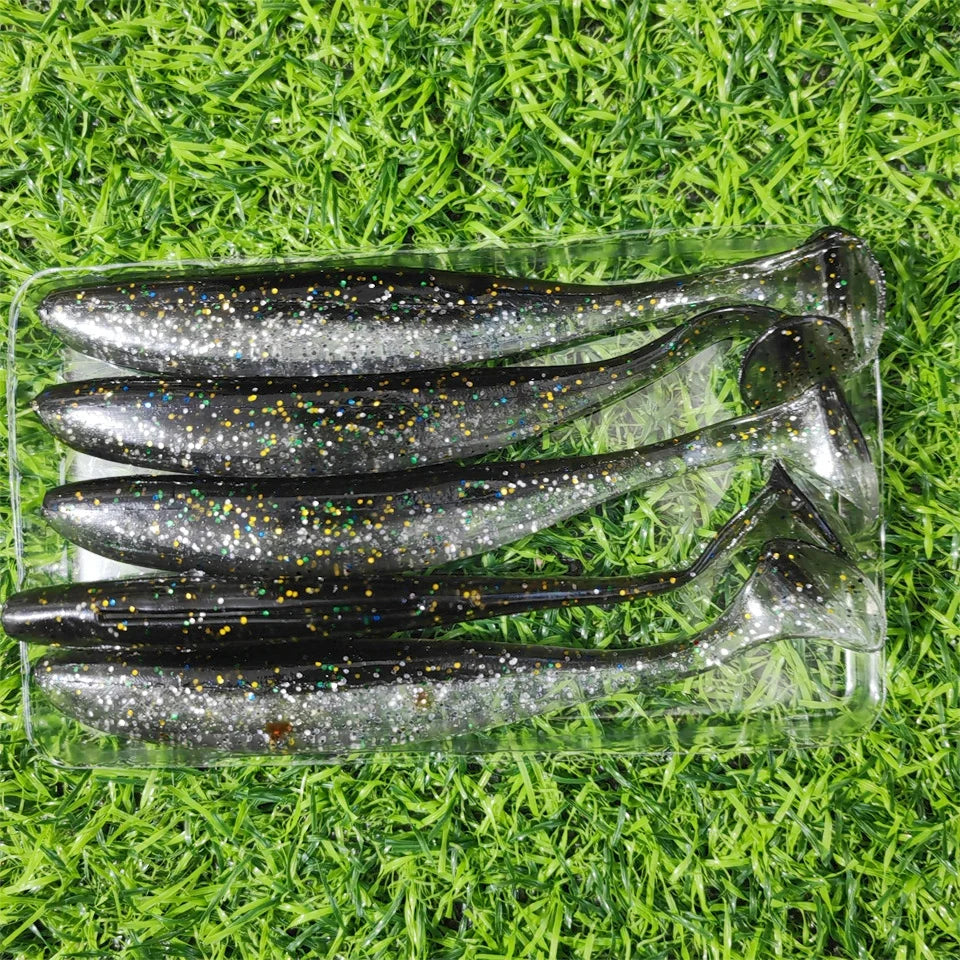 HookUpCo. 5pcs Silicone T-Tail Fishing Lures - HookUpCo.