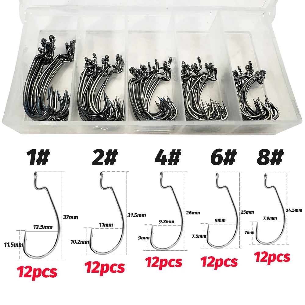 HookUpCo. Wide Gap Worm Hooks for Bass Fishing - HookUpCo.