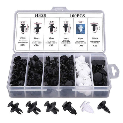 100-Piece Auto Fastener Clip Kit for Car Body Repairs