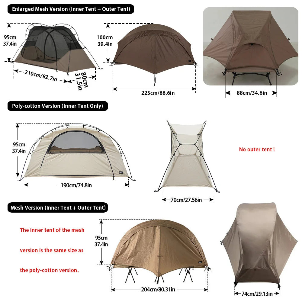 HookUpCo. Ultra-Light Waterproof Camping Cot Tent - HookUpCo.