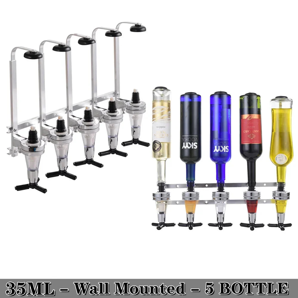 Wall-Mounted Liquor Dispenser for 1-6 Bottles, Rotating Bar
