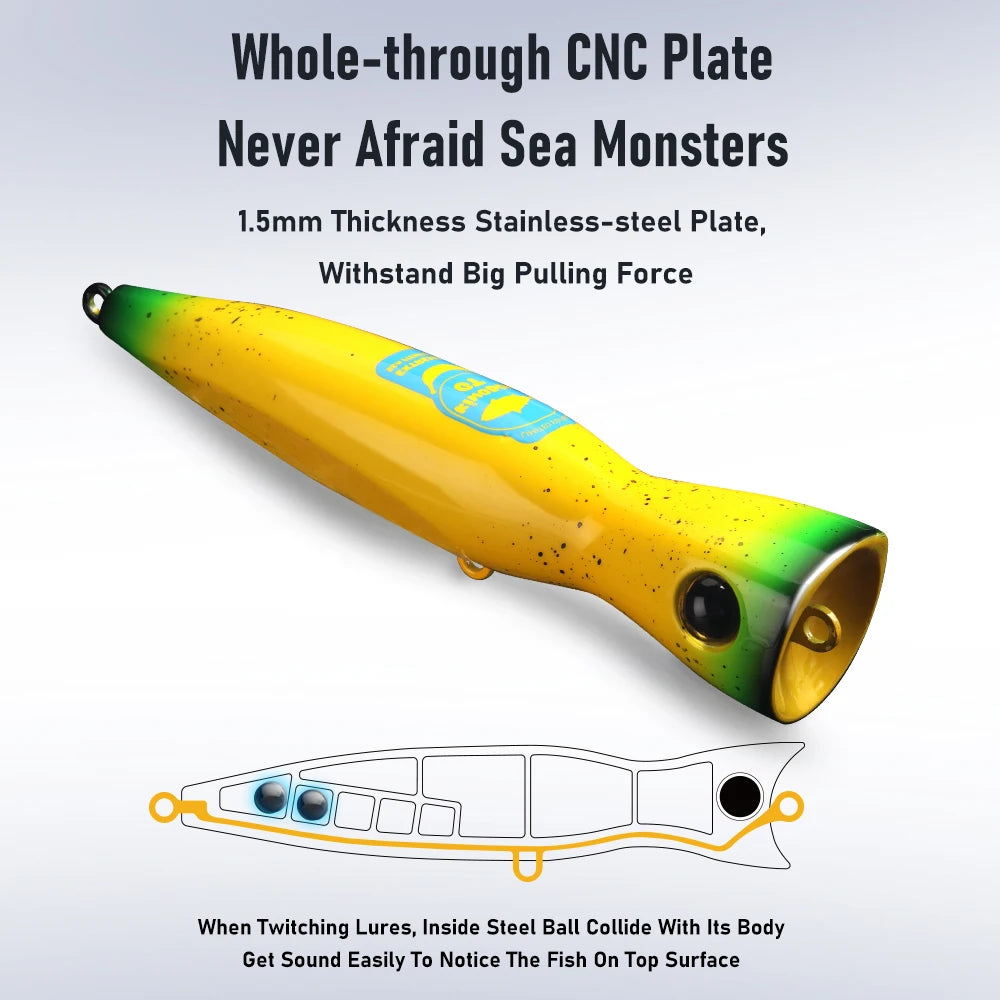 HookUpCo. Topwater Popper Lure for Saltwater Fishing - HookUpCo.