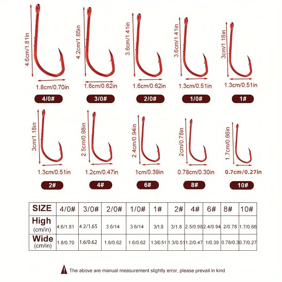 HookUpCo. Premium Red Barbed Fishing Hooks - HookUpCo.