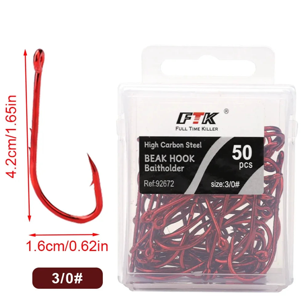 HookUpCo. Premium Red Barbed Fishing Hooks - HookUpCo.