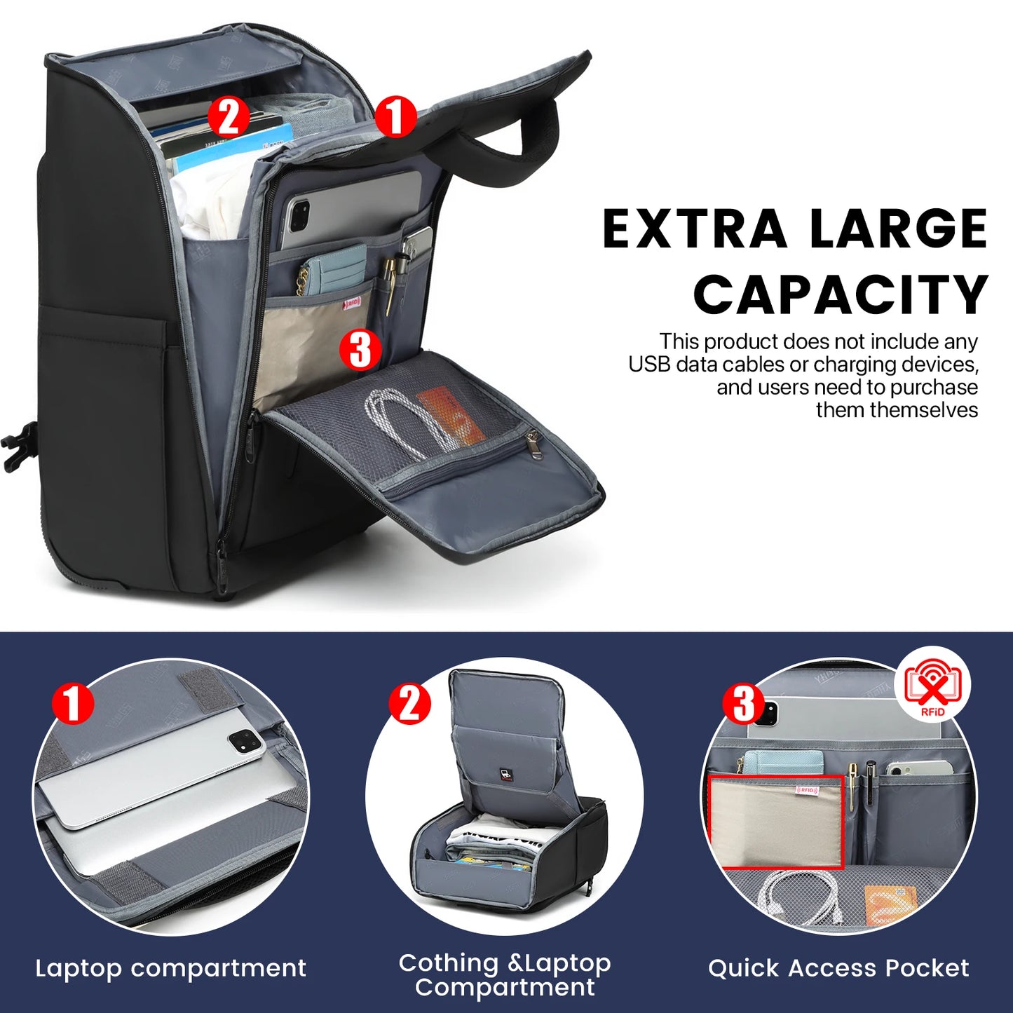 HookUpCo. Water-Resistant Rolling Backpack