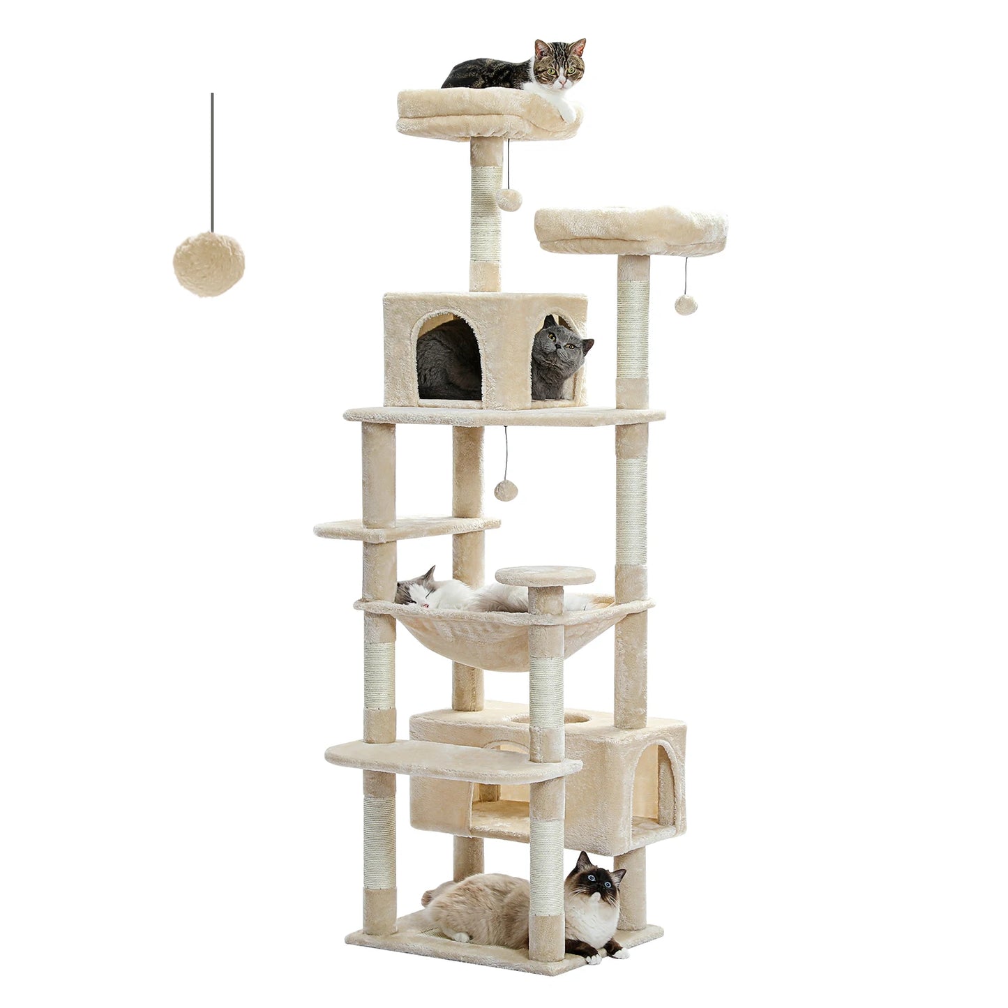 HookUpCo. Large Cat Tree with Hammock and Scratching Posts