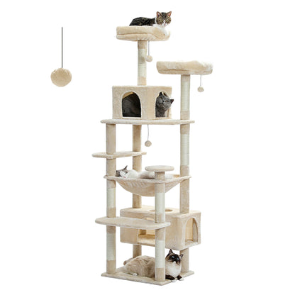 HookUpCo. Large Cat Tree with Hammock and Scratching Posts