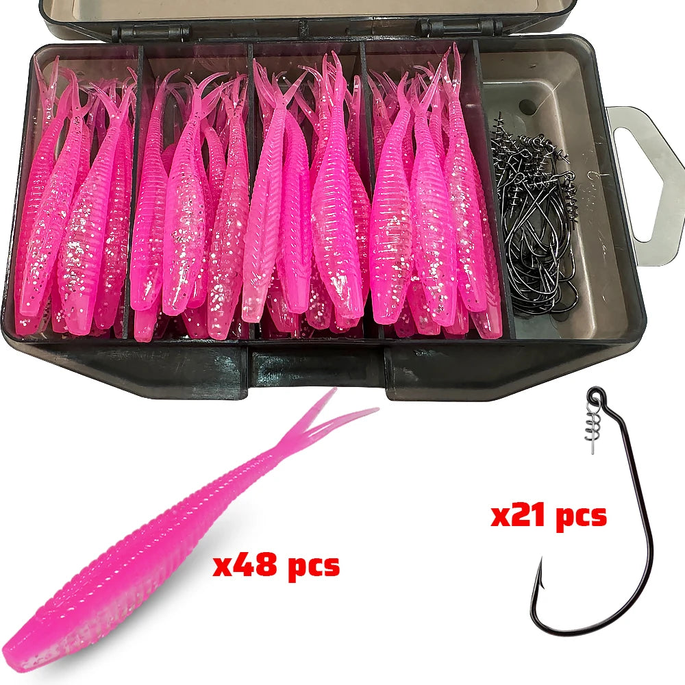 HookUpCo. 70-Piece Soft Lure Set - HookUpCo.