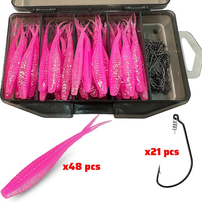 HookUpCo. 70-Piece Soft Lure Set - HookUpCo.