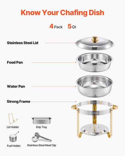 HookUpCo. Stainless Steel Chafers