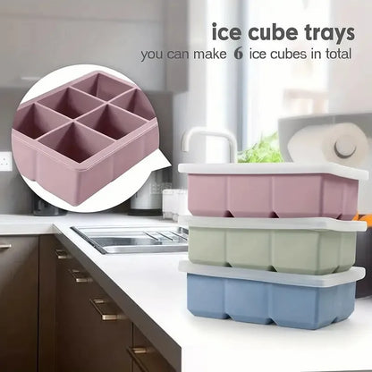 Flexible Silicone Ice Cube Tray with Lid