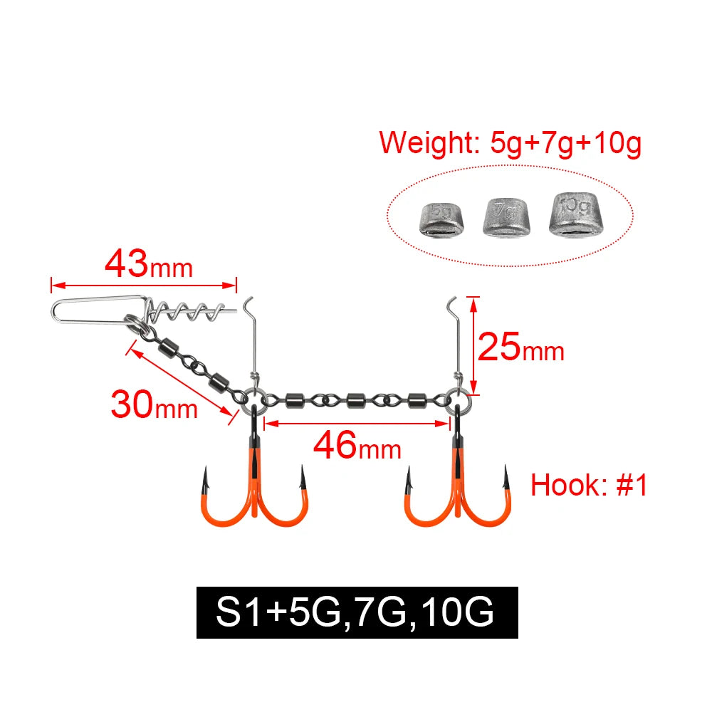 HookUpCo. UV Painted Pike Fishing Stinger Rig - HookUpCo.