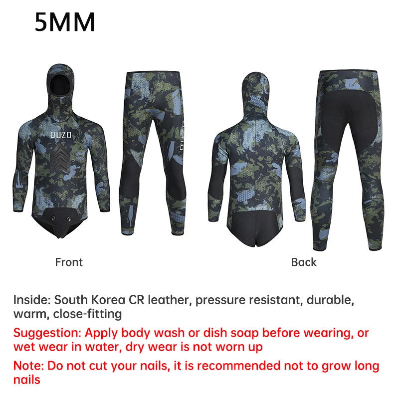 HookUpCo. Hooded Camouflage Wetsuit for Spearfishing 5MM/7MM