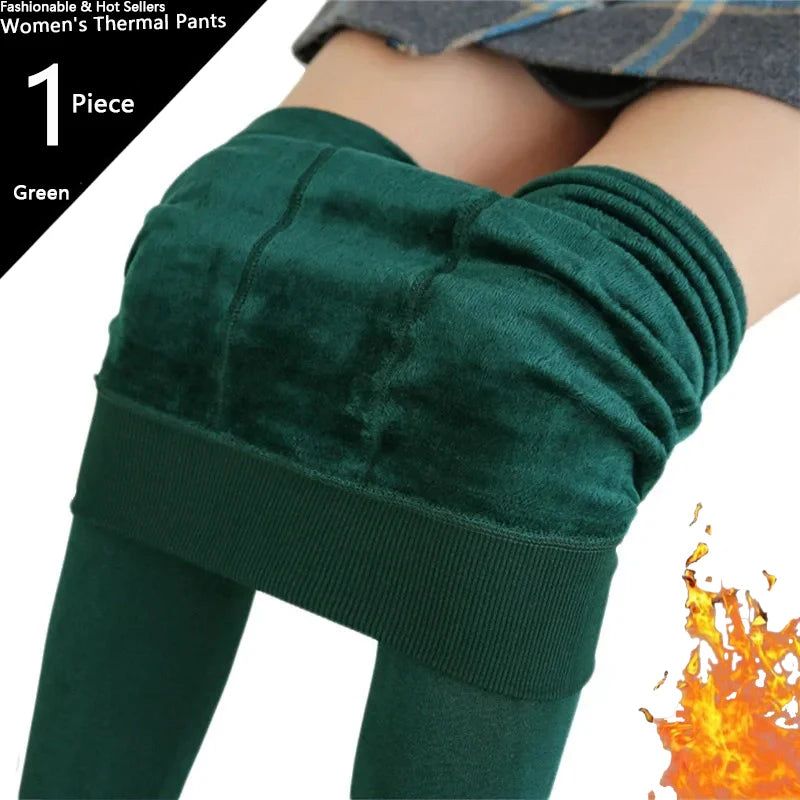 Warm High Waist Velvet Leggings for Women - Casual Comfort