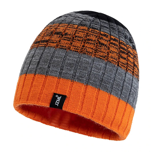 Colorful Striped Knitted Beanie for Winter Sports