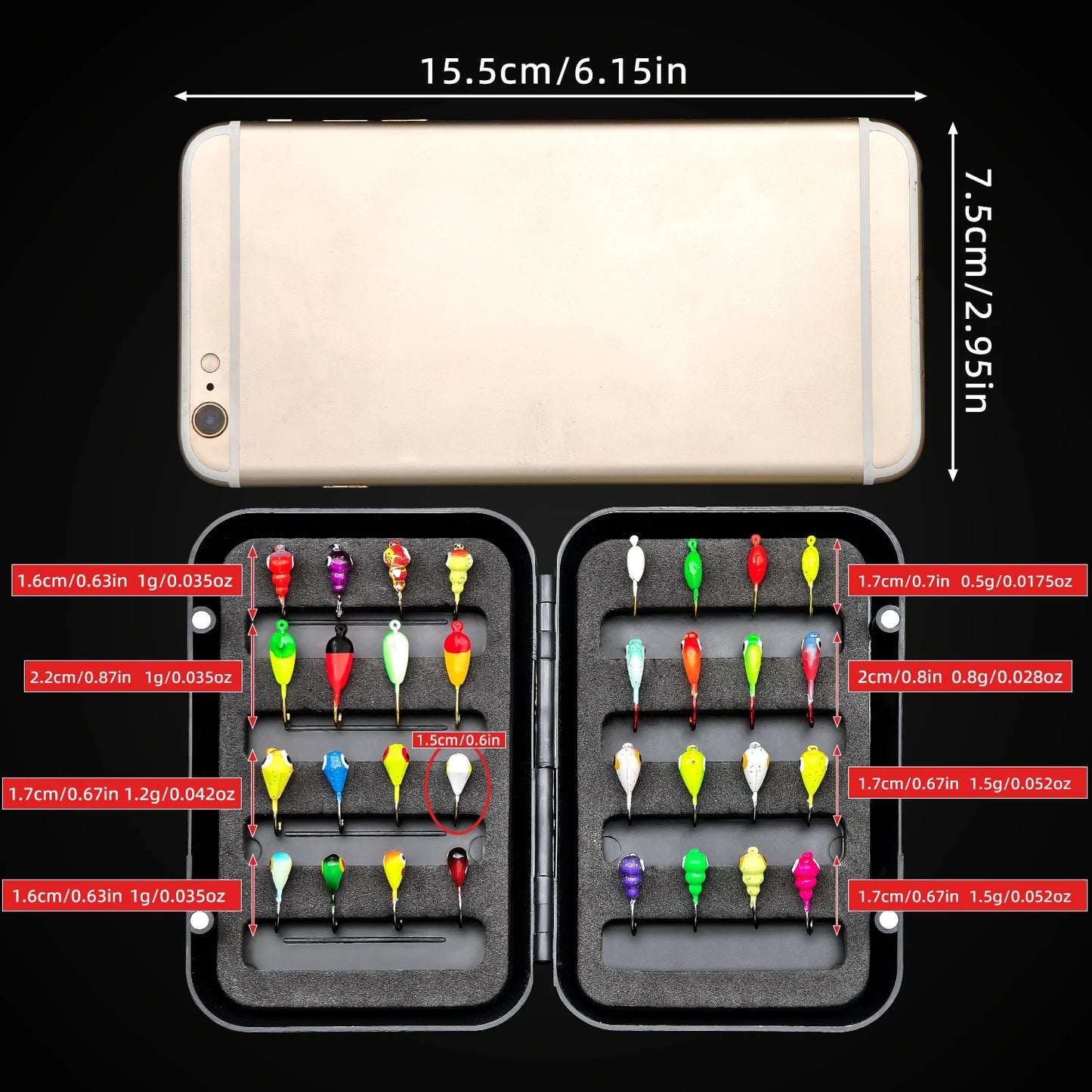 HookUpCo. Premium Ice Fishing Lure Kit, 8pcs