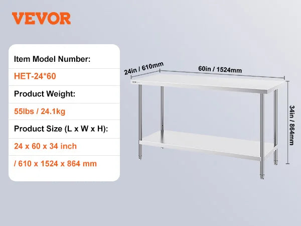 HookUpCo. Heavy Duty Prep Table