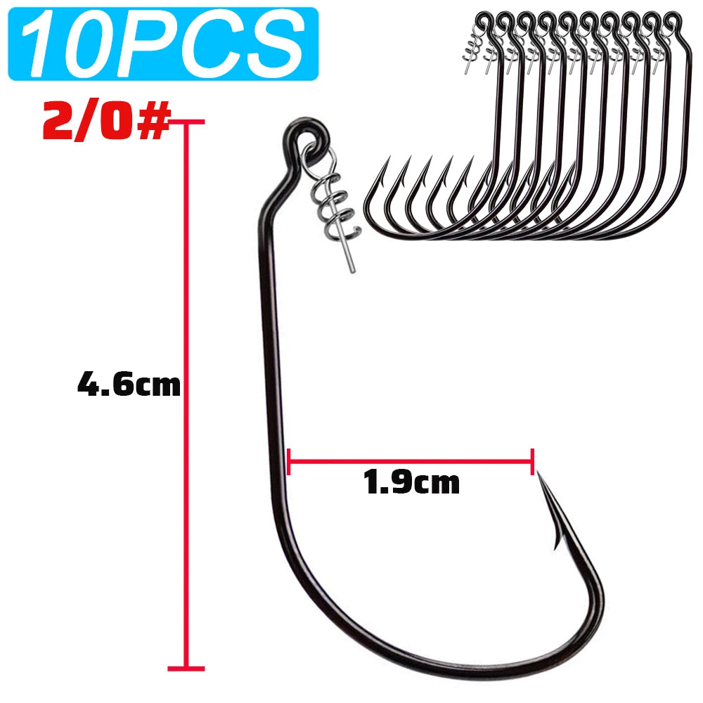 HookUpCo. 10-Pack Sharp Offset Worm Hooks - HookUpCo.