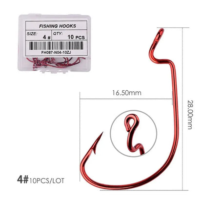 HookUpCo. 10-Piece Carbon Steel Fishing Hooks - HookUpCo.